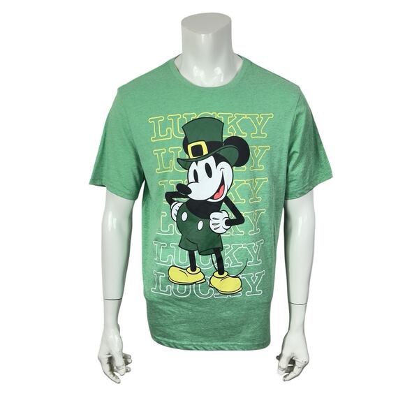 St. Patrick's Day Mickey Mouse Lucky Green Graphic T-Shirt - Mens XL - Picture 3 of 14